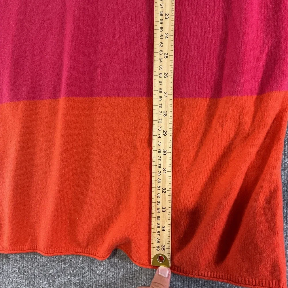 Magaschoni Womens Large 100% Cashmere Sweater Dress Pink Orange Colorblock L